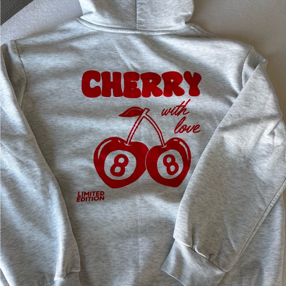 Cherry Graphic Gray Hoodie